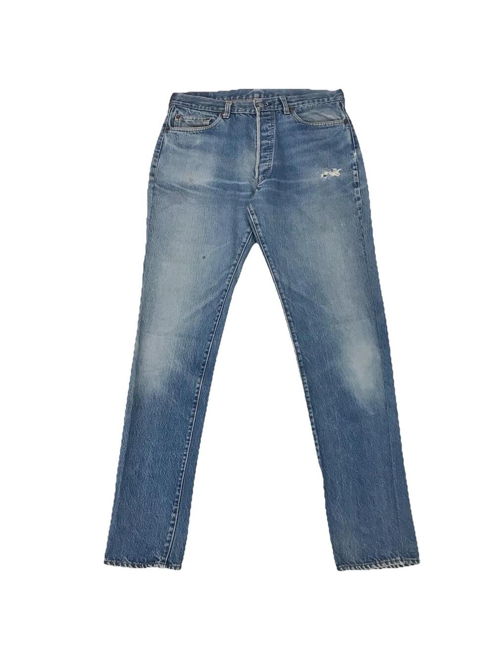 Vintage Levis 501 Jeans 34 x 33 Blue Denim 5 Button Fly Straight Leg Made In USA